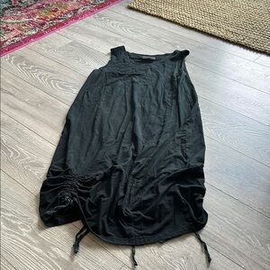 Black Sleeveless Dress with Drawstring Detail